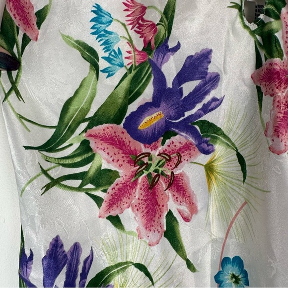 Morgan Taylor Intimates Slip Dress Size Medium White Floral Satin Y2K Girlcore - Picture 7 of 9
